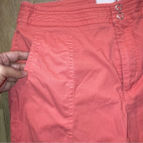 Chico's Women Size 1 (8) Cotton Crop Coral Orange Pant Lightweight |Beach Boho - Picture 14 of 15